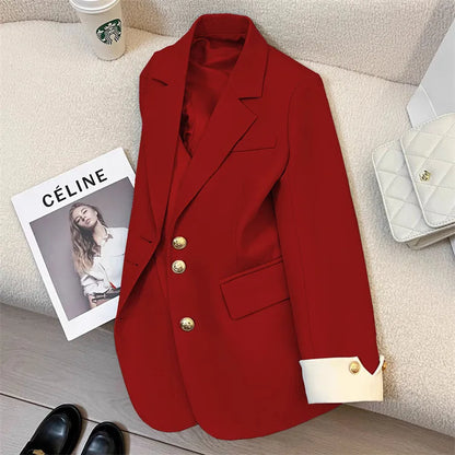 Women Long Sleeve Office Lady Blazers Autumn Winter Solid Casual Single Breasted Chic Notched Blazer Ladies Jackets Clothes