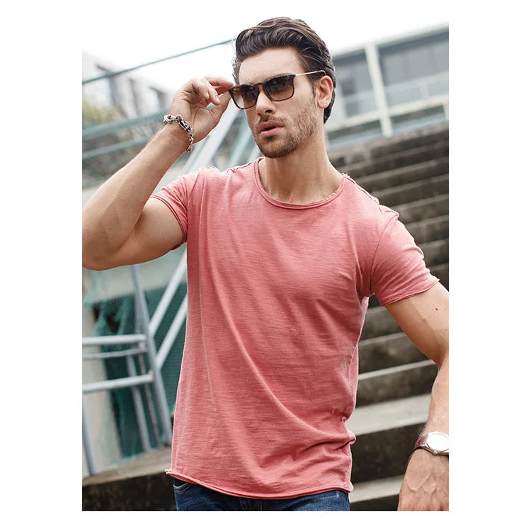 100% Cotton Men T-shirt Casual Soft Fitness Summer Thin T-shirts Men's Home Clothes O-Neck Short Sleeve Soild T Shirt for Men