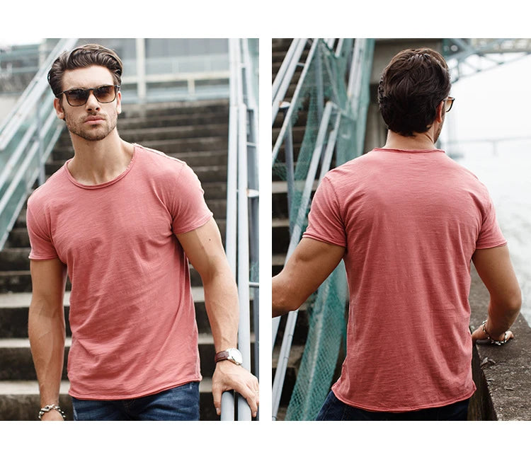 100% Cotton Men T-shirt Casual Soft Fitness Summer Thin T-shirts Men's Home Clothes O-Neck Short Sleeve Soild T Shirt for Men