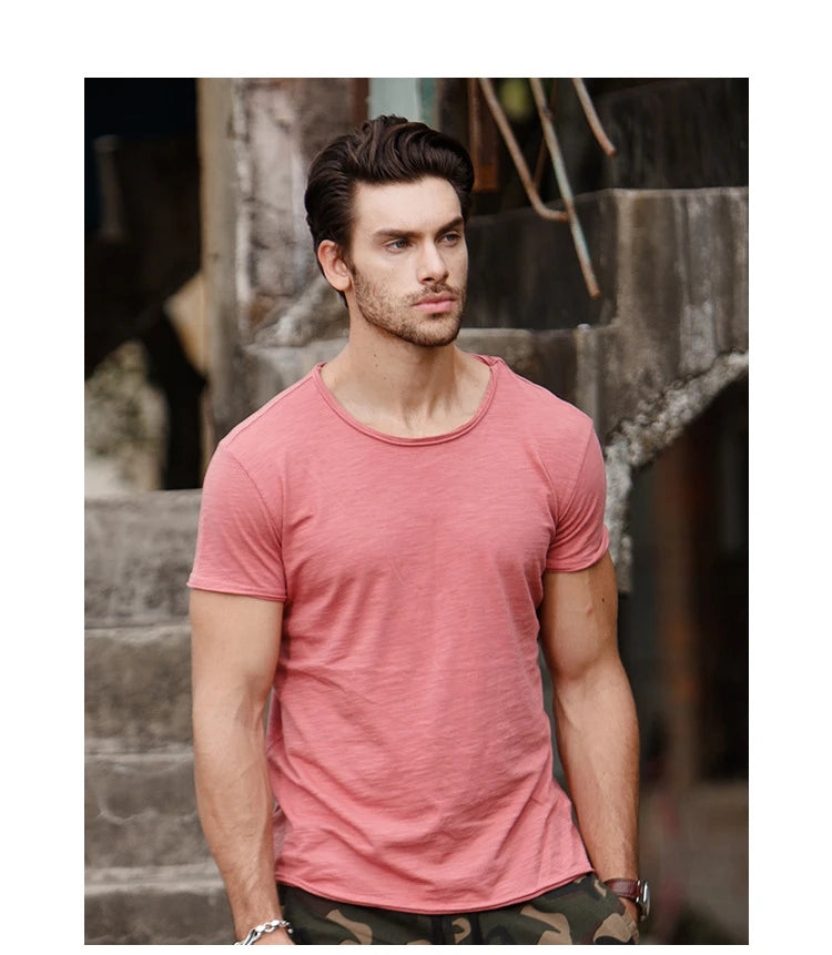 100% Cotton Men T-shirt Casual Soft Fitness Summer Thin T-shirts Men's Home Clothes O-Neck Short Sleeve Soild T Shirt for Men