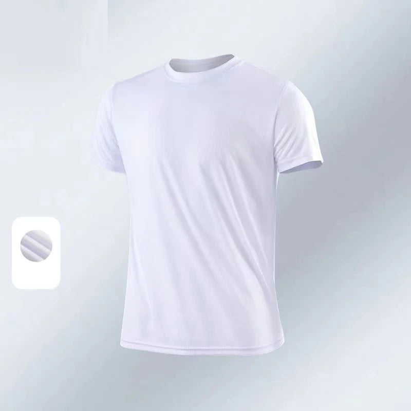 Men's Quick Dry Short Sleeve Gym Running Moisture Wicking Round Neck T-Shirt Training Exercise Gym Sport Shirt Tops