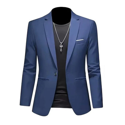 Men's Trendy Leisure Boutique Suit Jacket  Autumn Casual Business Slim Fit Non-ironing Single Button Suit Solid Formal Blouse