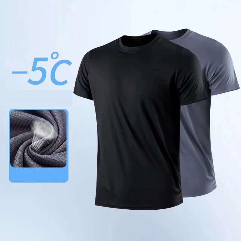 Men's Quick Dry Short Sleeve Gym Running Moisture Wicking Round Neck T-Shirt Training Exercise Gym Sport Shirt Tops