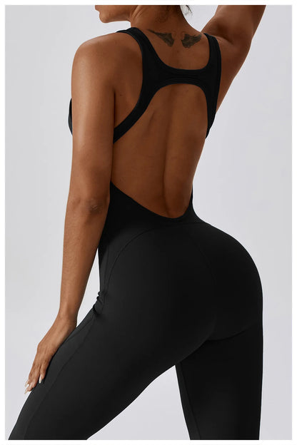 Sexy Back V Jumpsuit Gym Set Women Training Yoga Suit Sportswear Women Sports Jumpsuit Fitness Rompers Stretch Workout Bodysuits