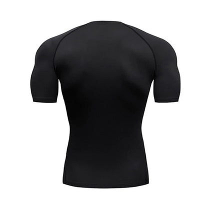 Men's Bodybuilding Sports Tight T-shirt Summer Compression O-Neck T Shirt Gym Fitness Quick Dry Running Tshirt Male Workout Tops