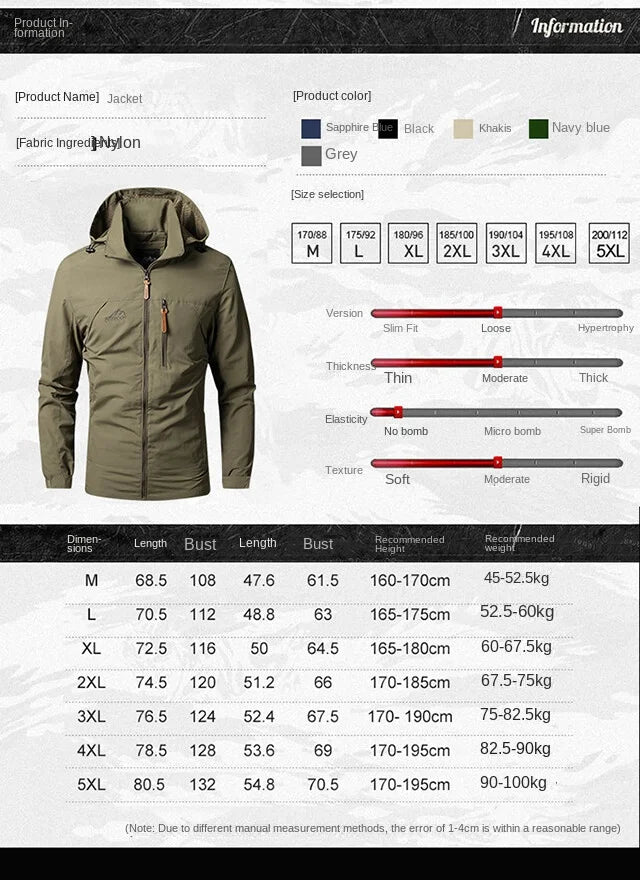 Men's assault jacket waterproof, windproof, outdoor fashion trend, multi-color selection, versatile assault jacket, oversized lo