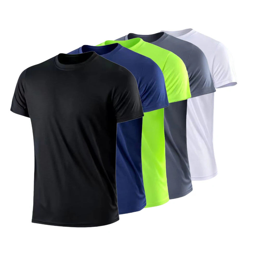 Men's Quick Dry Short Sleeve Gym Running Moisture Wicking Round Neck T-Shirt Training Exercise Gym Sport Shirt Tops