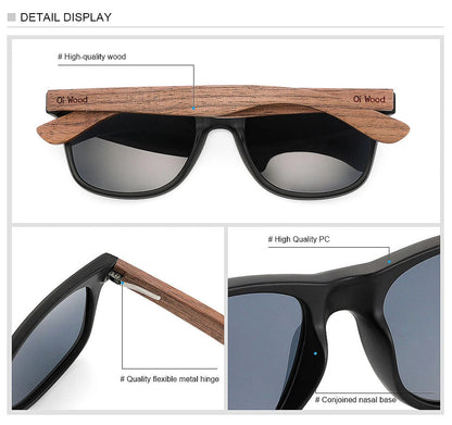 Oi Wood Brand Natural Wooden Sunglasses Men Polarized Fashion Sun Glasses Original Wood Oculos De Sol Masculino New TR90 Frames