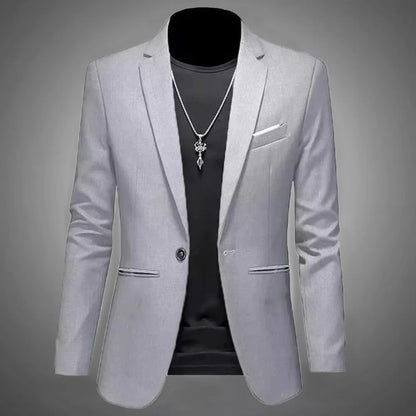 Men's Trendy Leisure Boutique Suit Jacket  Autumn Casual Business Slim Fit Non-ironing Single Button Suit Solid Formal Blouse