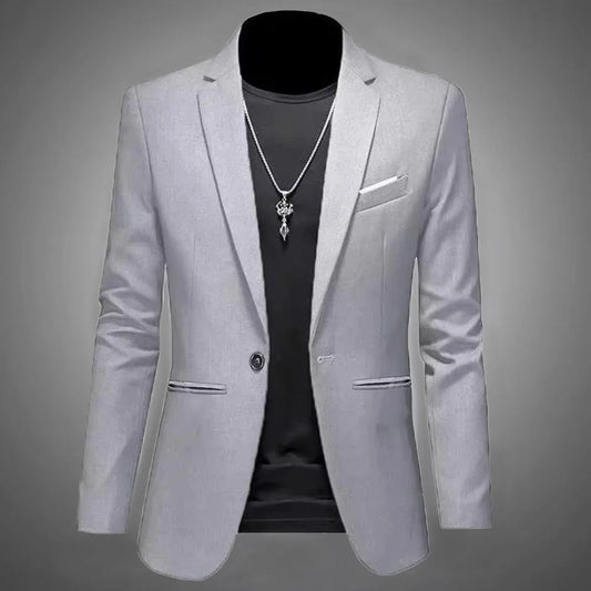 Men's Trendy Leisure Boutique Suit Jacket  Autumn Casual Business Slim Fit Non-ironing Single Button Suit Solid Formal Blouse