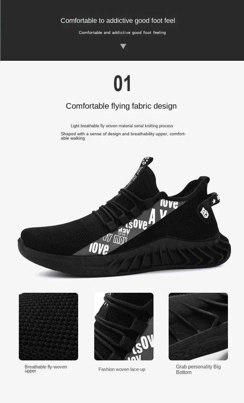 New Spring and Autumn Soft soled Running Men's Mesh Breathable Casual Sports Shoes Men's Coconut Trendy Shoes Men's Shoes