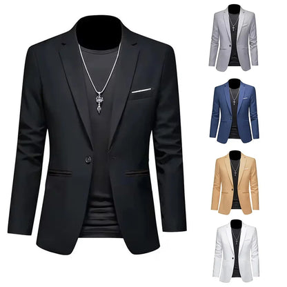 Men's Trendy Leisure Boutique Suit Jacket  Autumn Casual Business Slim Fit Non-ironing Single Button Suit Solid Formal Blouse