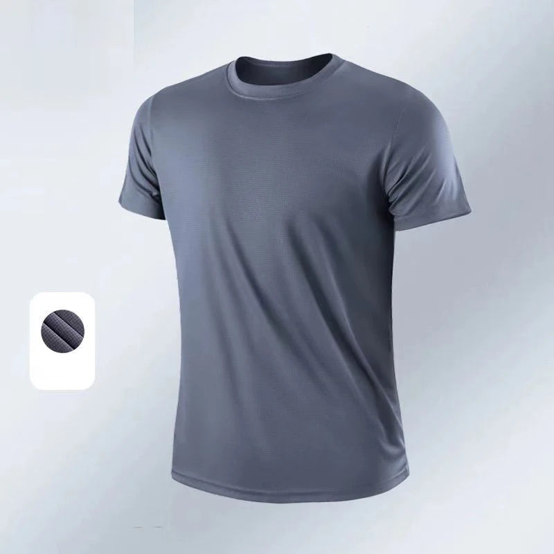 Men's Quick Dry Short Sleeve Gym Running Moisture Wicking Round Neck T-Shirt Training Exercise Gym Sport Shirt Tops