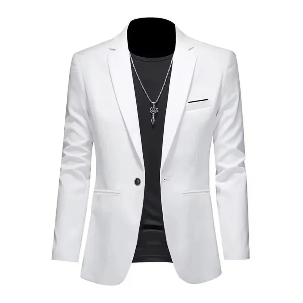 Men's Trendy Leisure Boutique Suit Jacket  Autumn Casual Business Slim Fit Non-ironing Single Button Suit Solid Formal Blouse