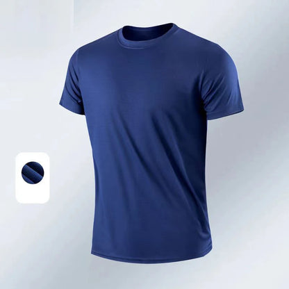 Men's Quick Dry Short Sleeve Gym Running Moisture Wicking Round Neck T-Shirt Training Exercise Gym Sport Shirt Tops