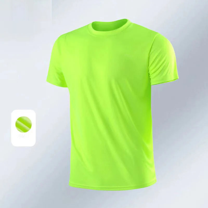 Men's Quick Dry Short Sleeve Gym Running Moisture Wicking Round Neck T-Shirt Training Exercise Gym Sport Shirt Tops