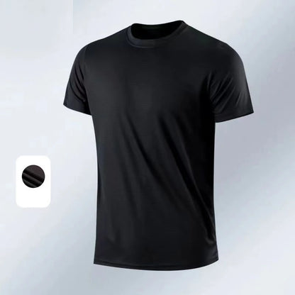 Men's Quick Dry Short Sleeve Gym Running Moisture Wicking Round Neck T-Shirt Training Exercise Gym Sport Shirt Tops