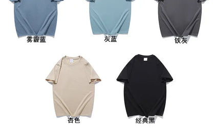 100% Cotton T-shirt Men Women Solid Color O Neck Short-sleeved Tops Summer Korean Loose Half-sleeve T Shirt Unisex M-4XL