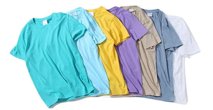 100% Cotton T-shirt Men Women Solid Color O Neck Short-sleeved Tops Summer Korean Loose Half-sleeve T Shirt Unisex M-4XL