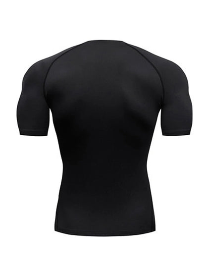 Men's Bodybuilding Sports Tight T-shirt Summer Compression O-Neck T Shirt Gym Fitness Quick Dry Running Tshirt Male Workout Tops