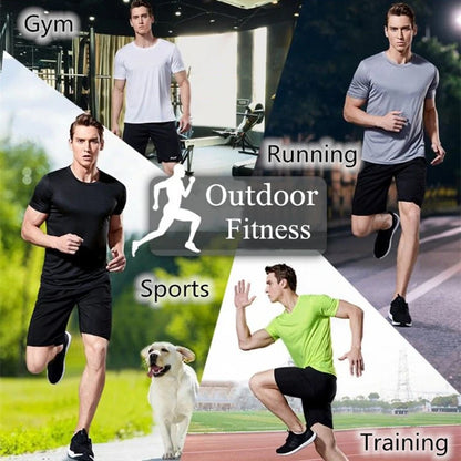 Men's Quick Dry Short Sleeve Gym Running Moisture Wicking Round Neck T-Shirt Training Exercise Gym Sport Shirt Tops