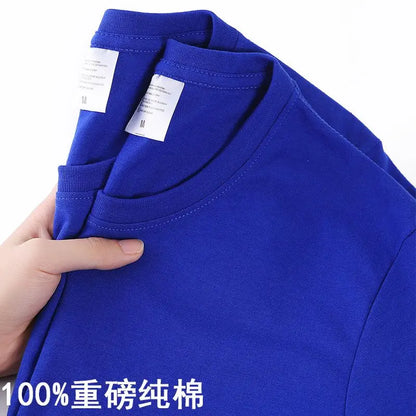 100% Cotton T-shirt Men Women Solid Color O Neck Short-sleeved Tops Summer Korean Loose Half-sleeve T Shirt Unisex M-4XL