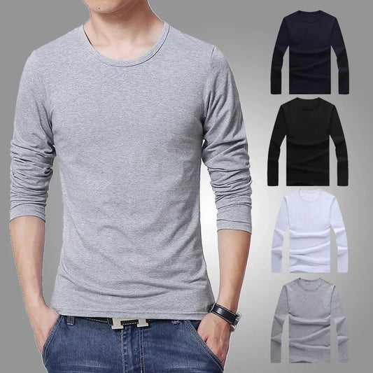 2025 MRMT Brand New Men's T-Shirts Long Sleeve Slim Men T-Shirt Young Man Pure Color Tops Tees Shirt O-Neck For Male Boys Tshirt