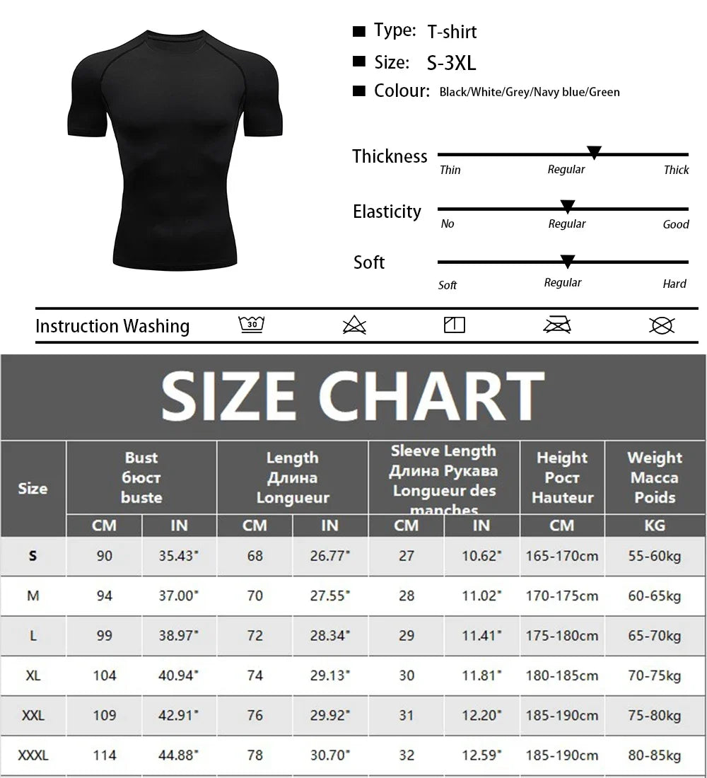 Men's Bodybuilding Sports Tight T-shirt Summer Compression O-Neck T Shirt Gym Fitness Quick Dry Running Tshirt Male Workout Tops