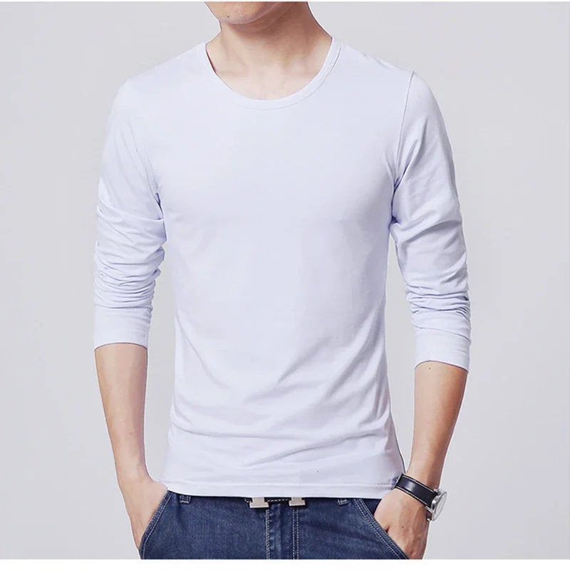 2025 MRMT Brand New Men's T-Shirts Long Sleeve Slim Men T-Shirt Young Man Pure Color Tops Tees Shirt O-Neck For Male Boys Tshirt