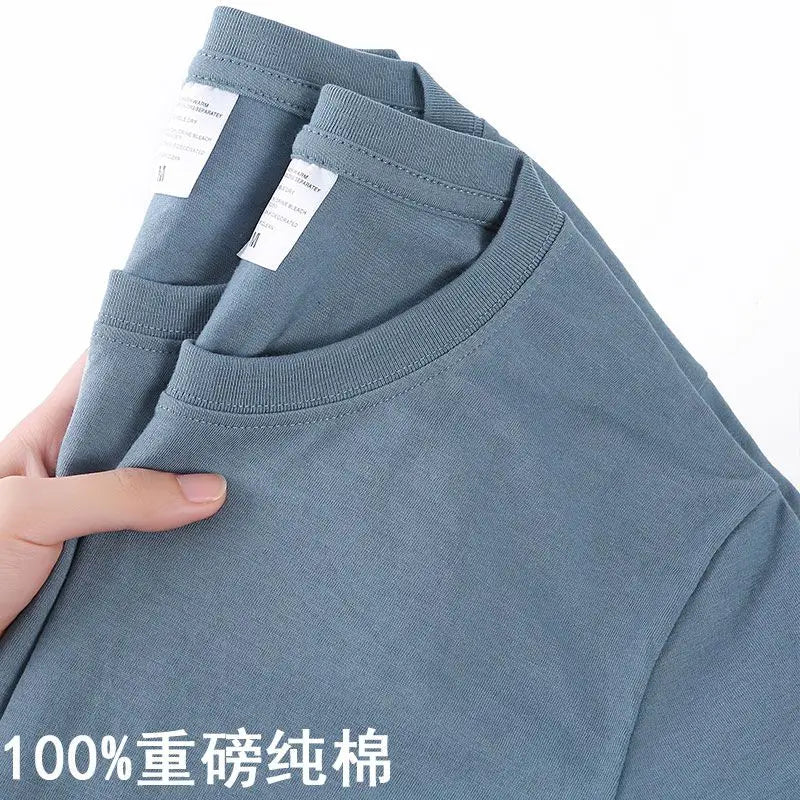 100% Cotton T-shirt Men Women Solid Color O Neck Short-sleeved Tops Summer Korean Loose Half-sleeve T Shirt Unisex M-4XL