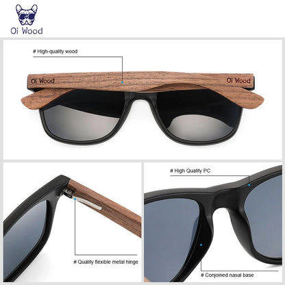 Oi Wood Brand Natural Wooden Sunglasses Men Polarized Fashion Sun Glasses Original Wood Oculos De Sol Masculino New TR90 Frames