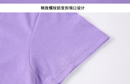 100% Cotton T-shirt Men Women Solid Color O Neck Short-sleeved Tops Summer Korean Loose Half-sleeve T Shirt Unisex M-4XL