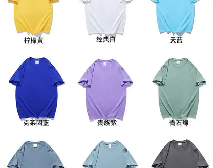 100% Cotton T-shirt Men Women Solid Color O Neck Short-sleeved Tops Summer Korean Loose Half-sleeve T Shirt Unisex M-4XL